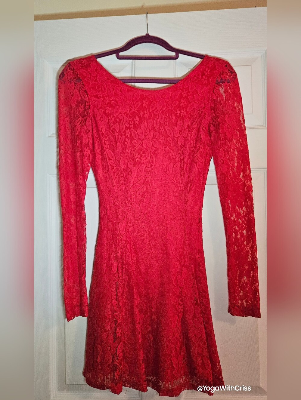 Diveded by H&M red lace dress short, semi circular size Small
